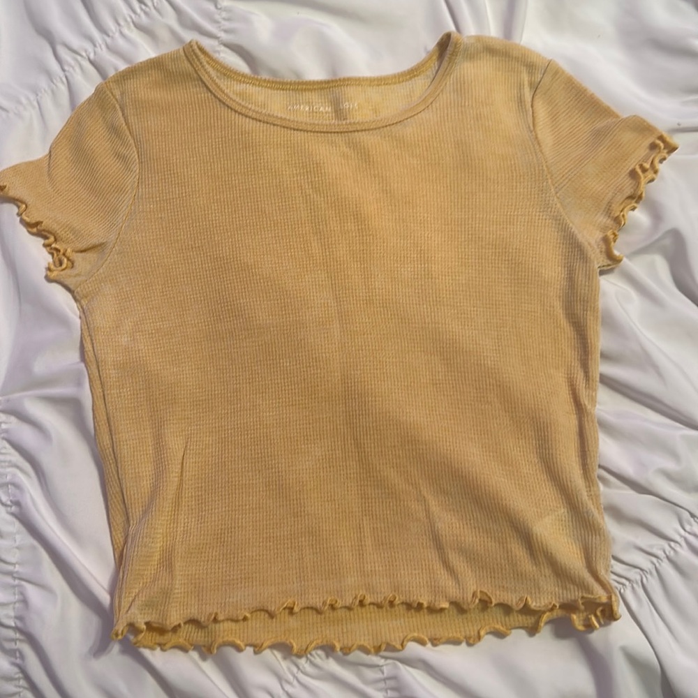 Yellow American Eagle ruffled tee